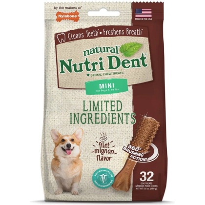 Nylabone Natural Nutri Dent Filet Mignon Dental Chews - Limited Ingredients