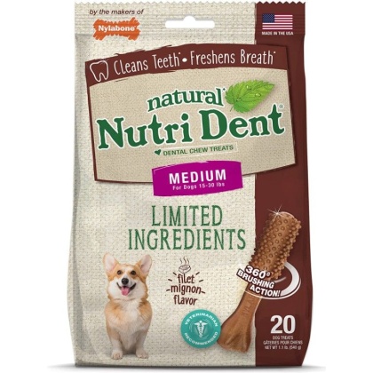 Nylabone Natural Nutri Dent Filet Mignon Dental Chews - Limited Ingredients