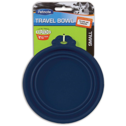 Petmate Round Silicone Travel Pet Bowl Blue